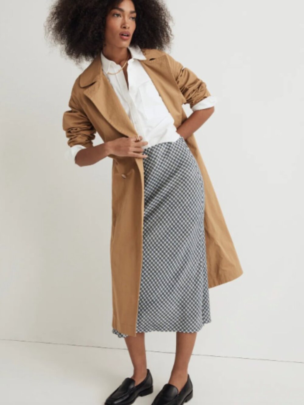 Madewell The Layton Midi Slip Skirt In navy Plaid skirt Size 4 NWT